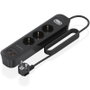 Aisens Regleta con Interruptor ASPS-2A2C11-BK con 3 Tomas de Corriente y 4 Puertos USB, Negro